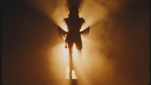 A woman’s silhouette pauses before her long-awaited entrance to an adoring crowd.