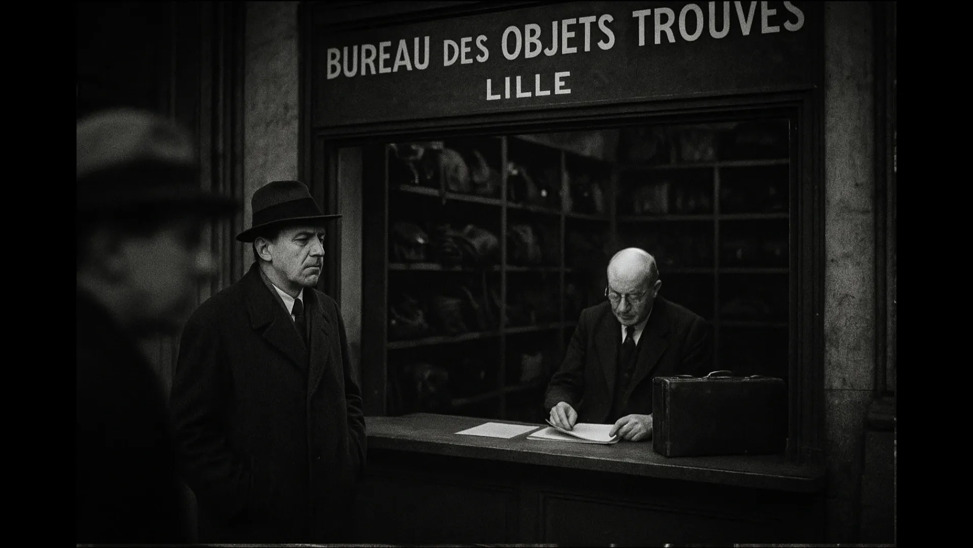 A man attends a lost property office in Lille.