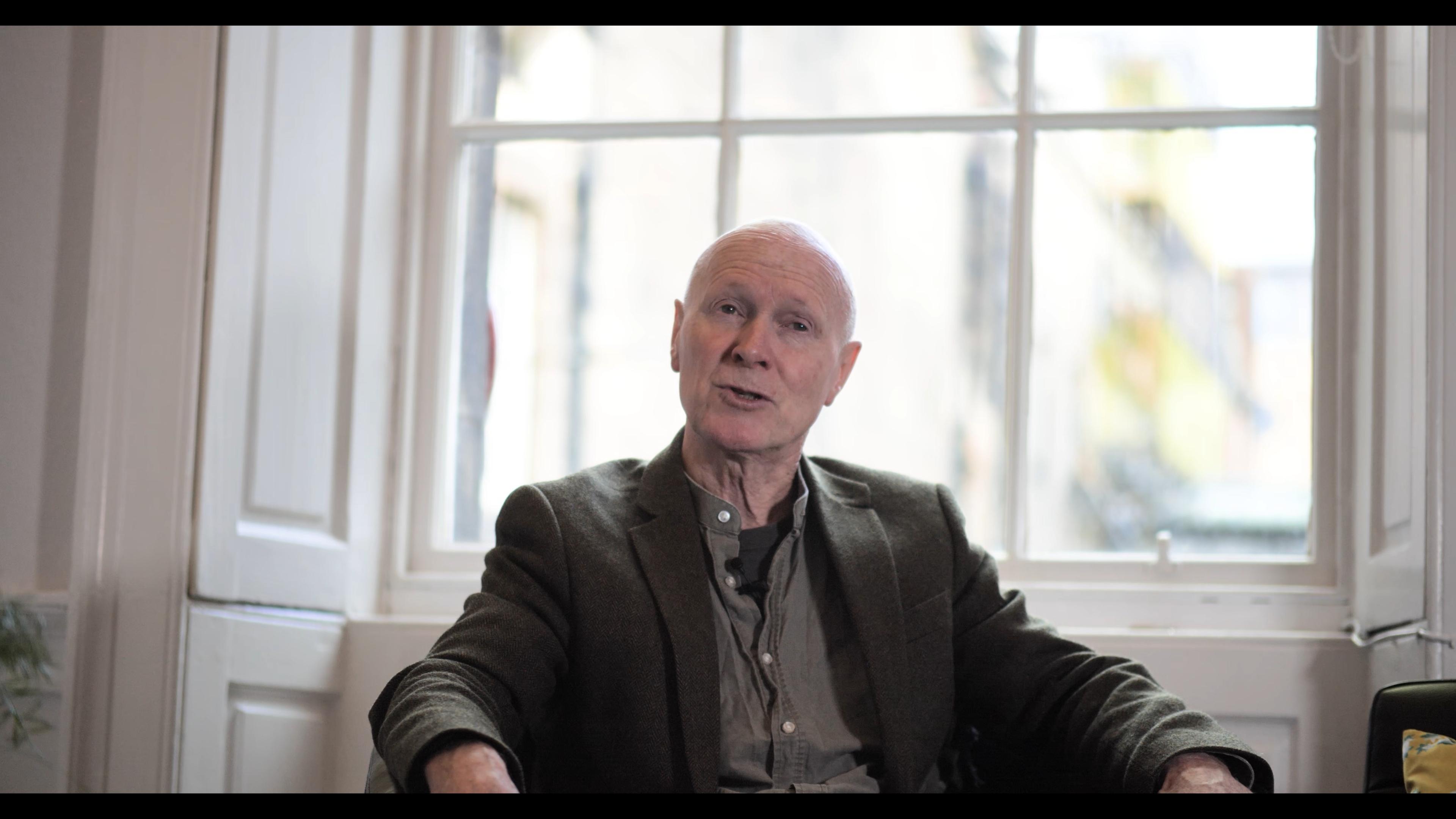 Writer Paul Laverty being interviewed