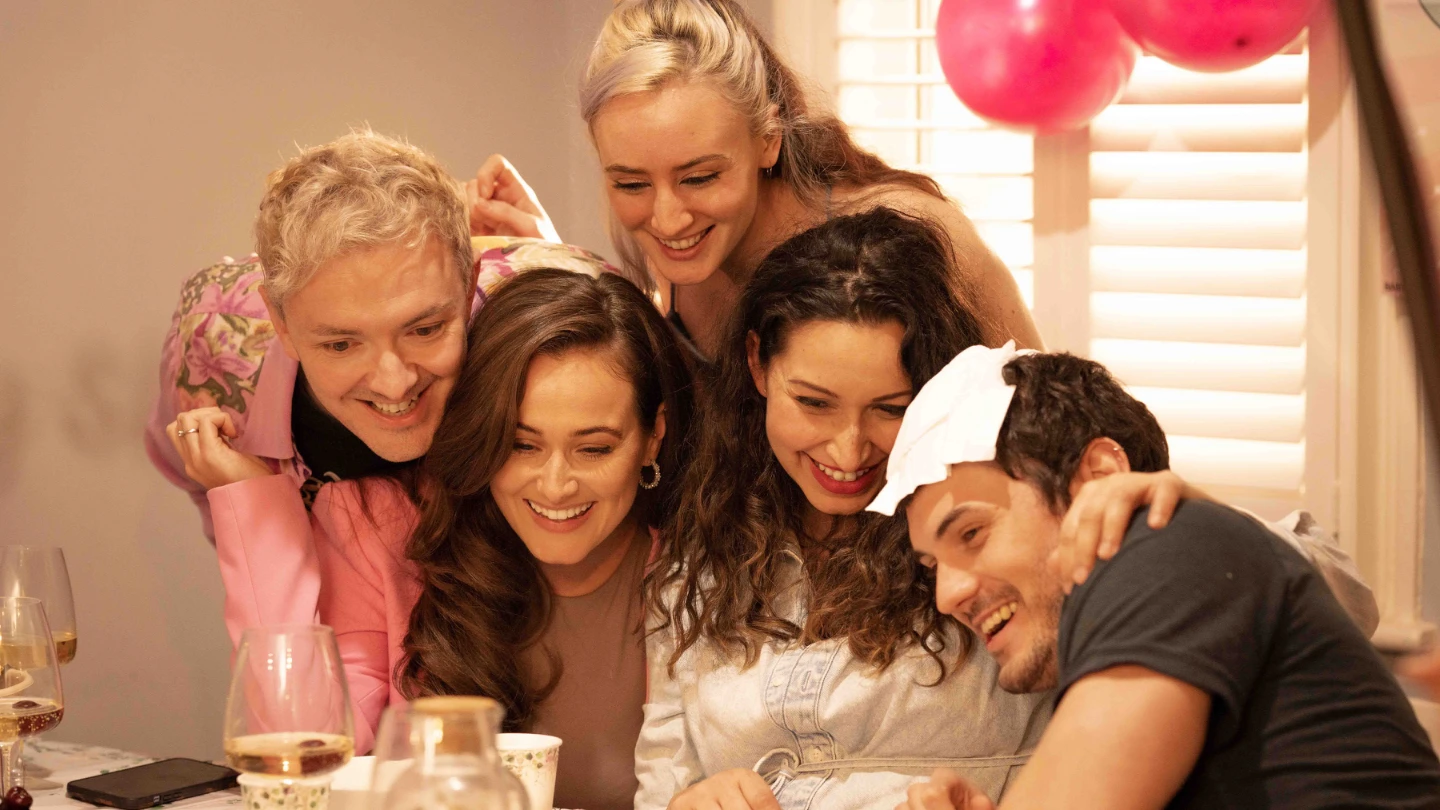 Jade Asha, Smith Lowe, Jourdan Amelia Storey, Grace Gallagher and Rowland Stirling in Due Dating