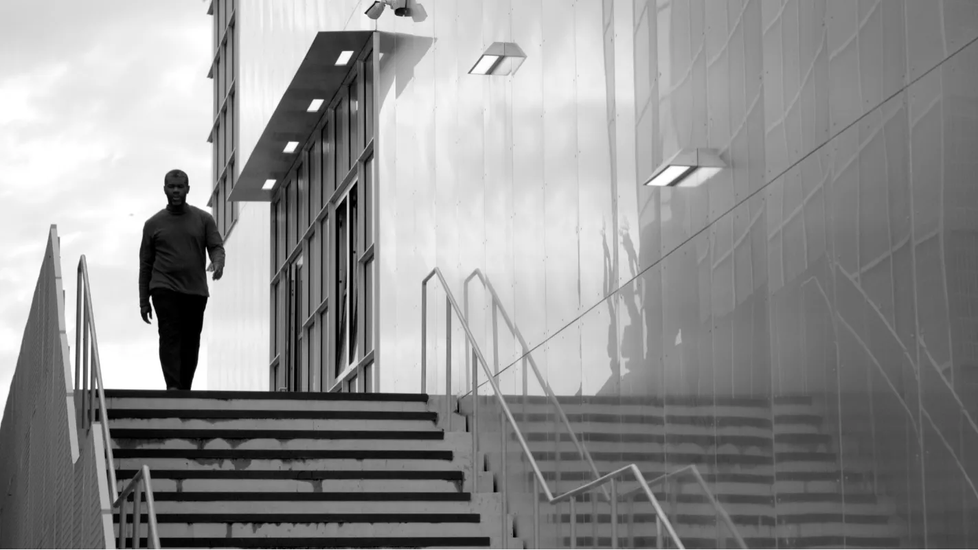 Caleb leaves the building