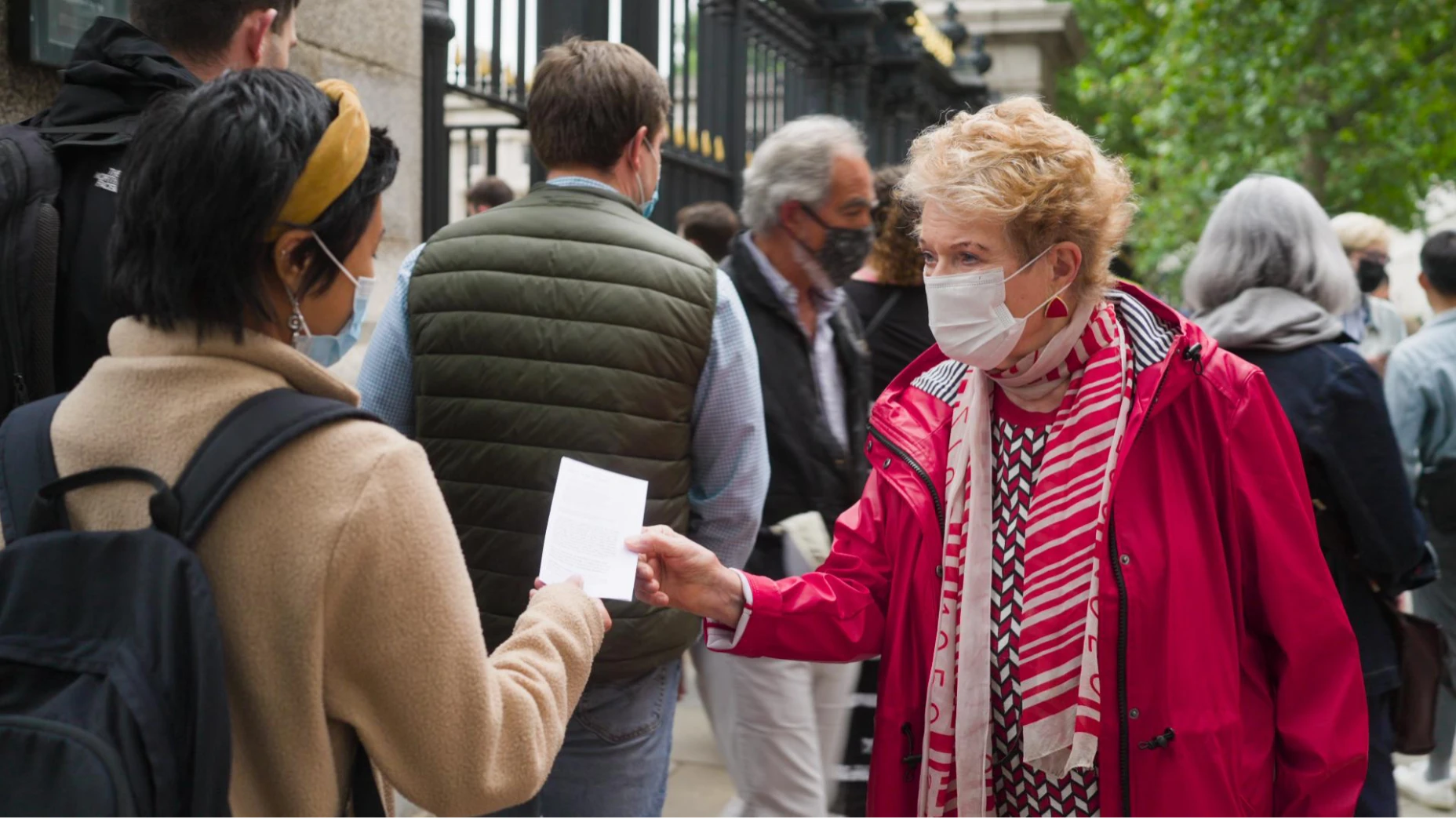 Dame Janet Suzman Chair of the British Committee for the Reunification of the Parthenon Marbles protesting outside the British Museum in 2021.