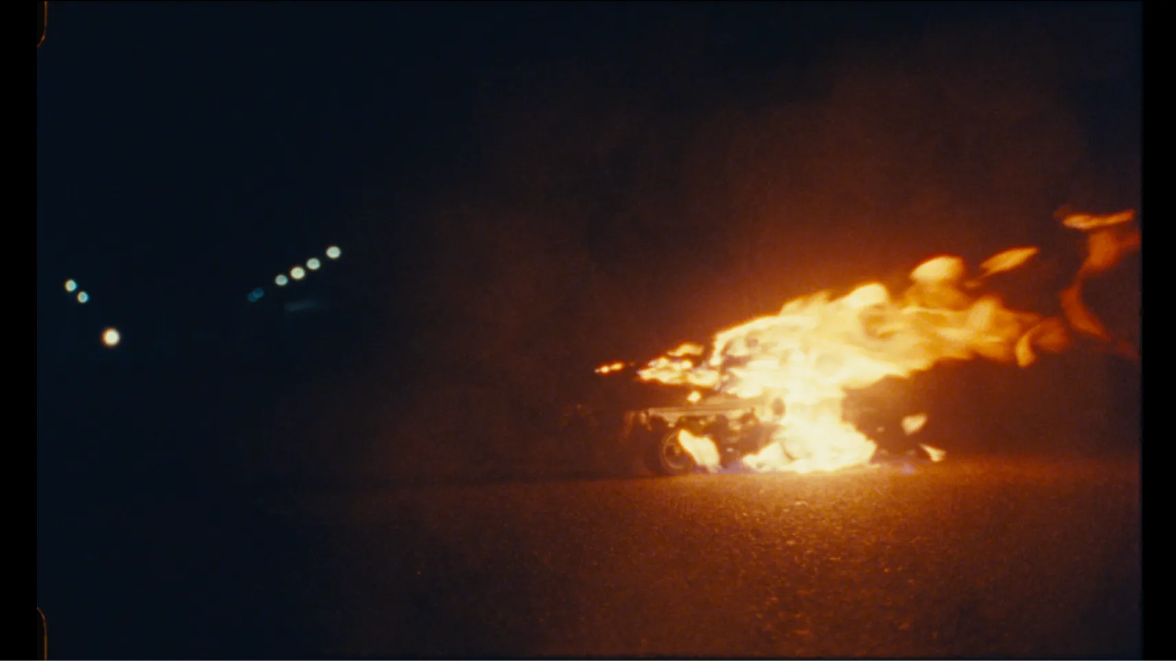 A pair of rollerskates on fire