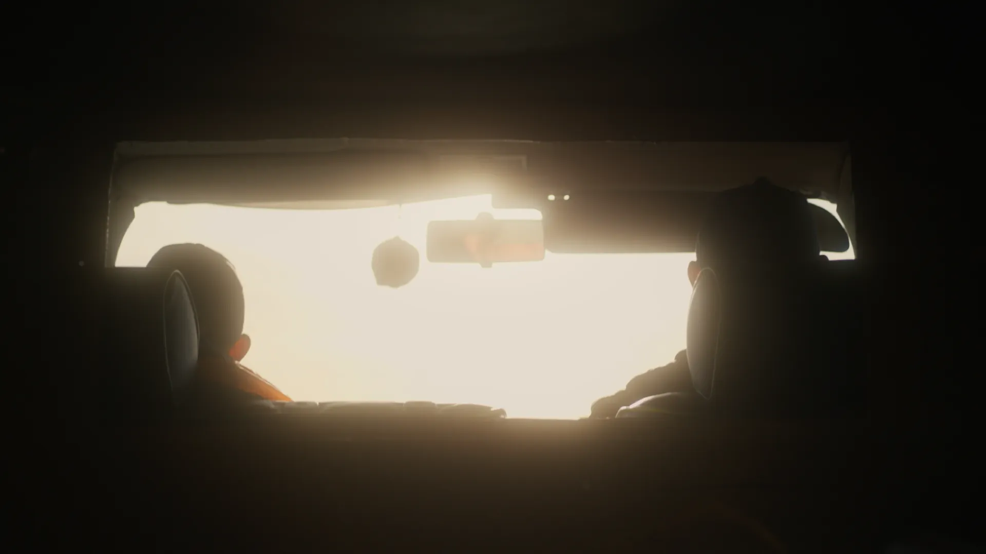 Bright light through front windscreen of car