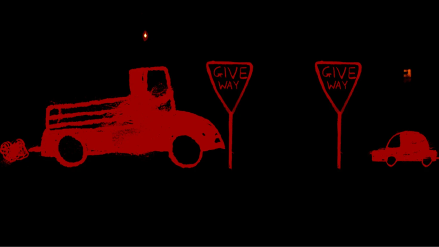 Angry cars at a give way sign