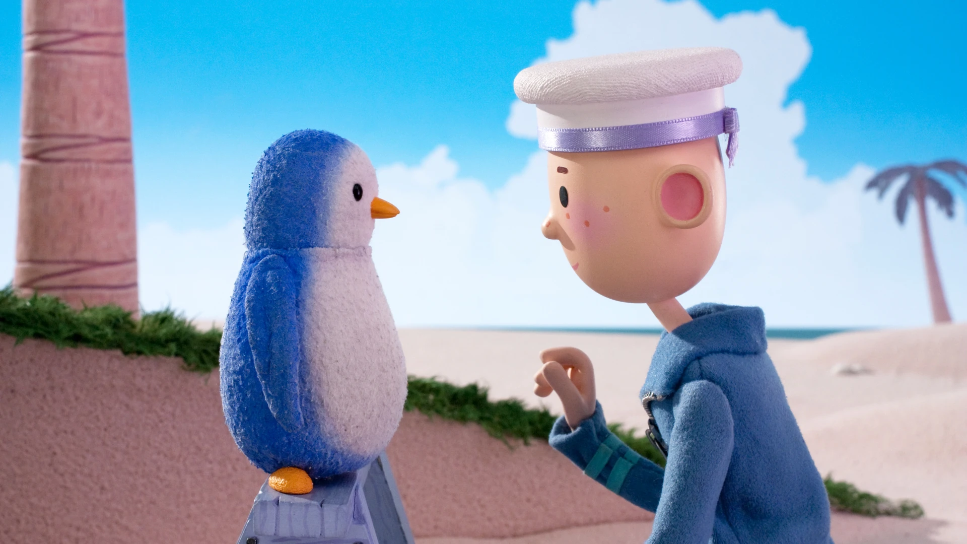 The Penguin and the boy from Calamity island discuss a problem