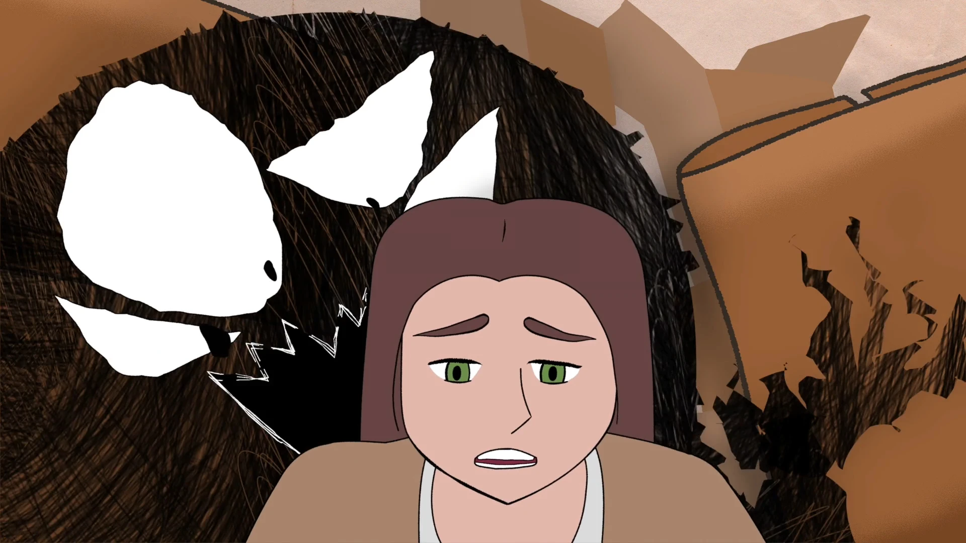 Carys is desperate, she is trapped in a land of boxes, and an angry multi eyed squiggly creature is just behind her.