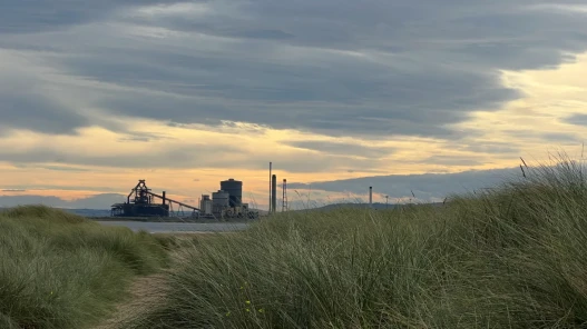 A factory on Teesside seen at some distance