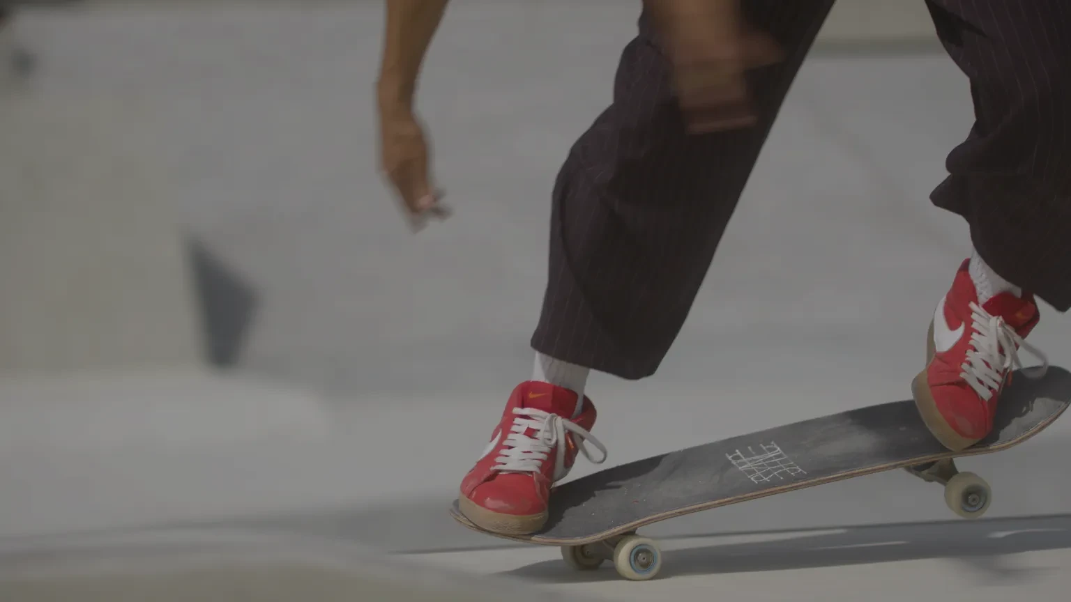 A skateboarder performing