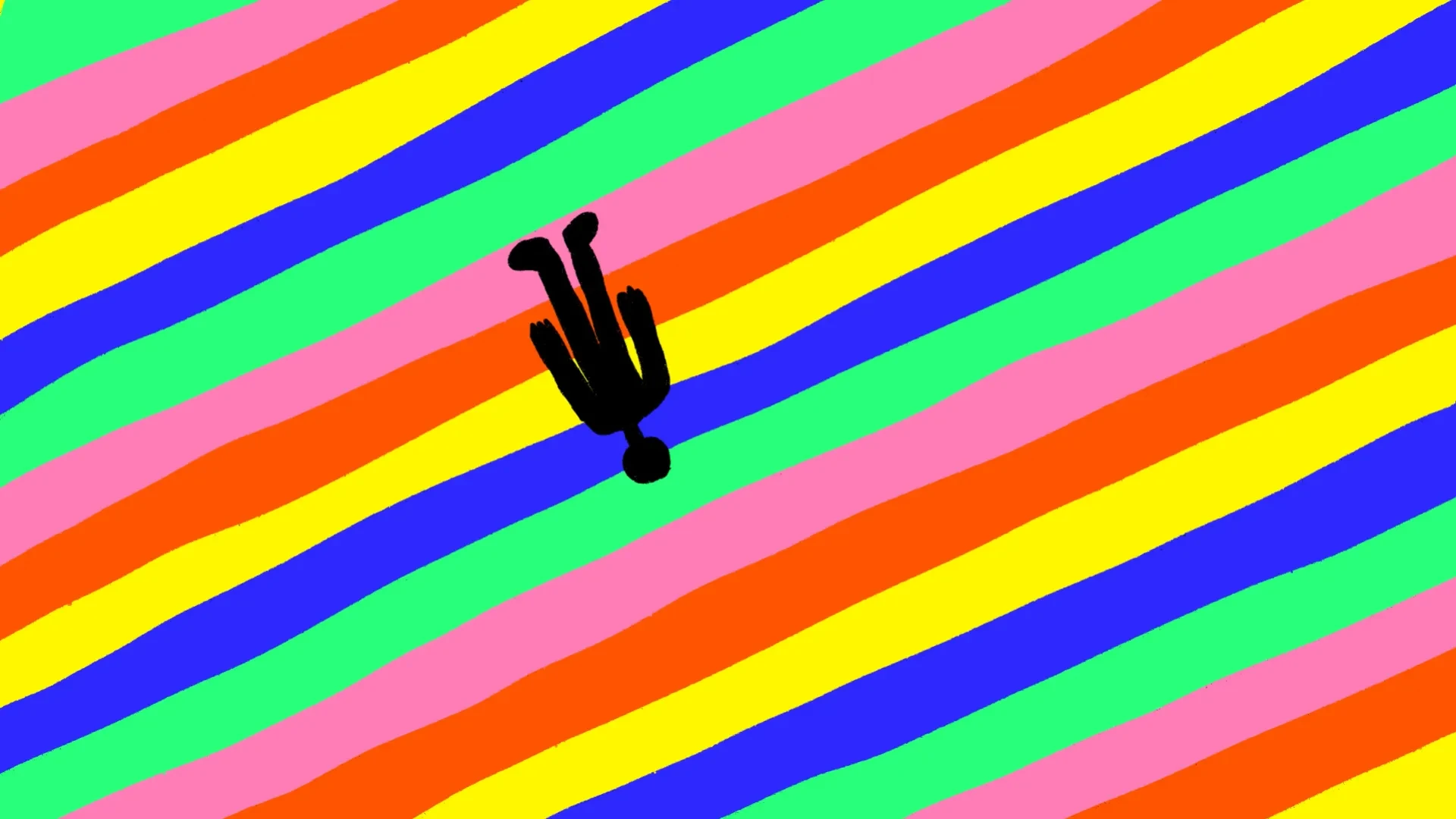 Black and white hand-drawn character on colourful background in Jacob Collier animated music video