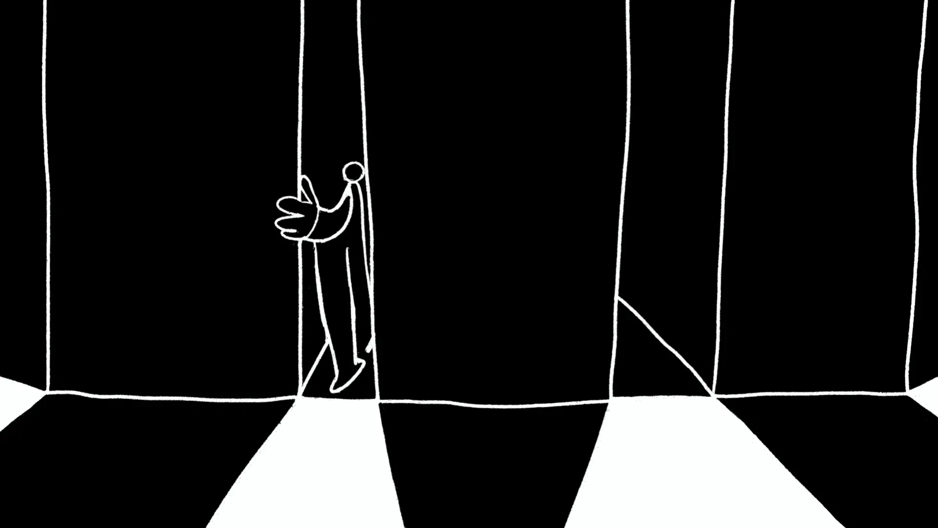 Black and white hand-drawn character in Jacob Collier animated music video