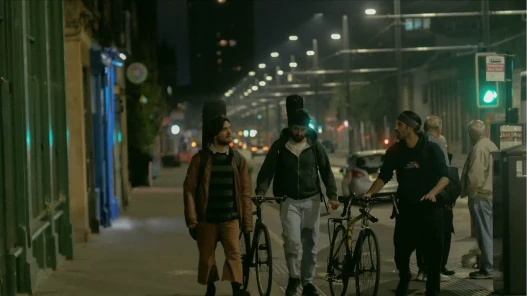 Franco, Ale, and Benji walking down Leith Walk after rehearsal.