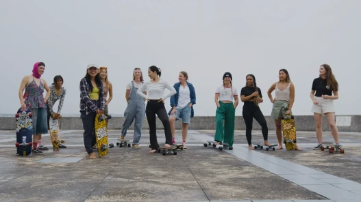 A group of female skateboarders, the Okinawa Skate Girls Group