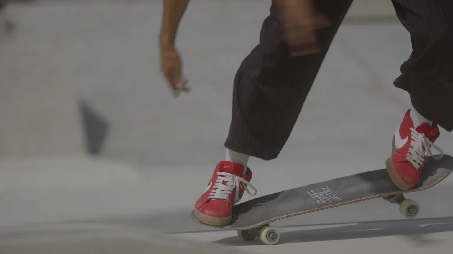 A skateboarder performing