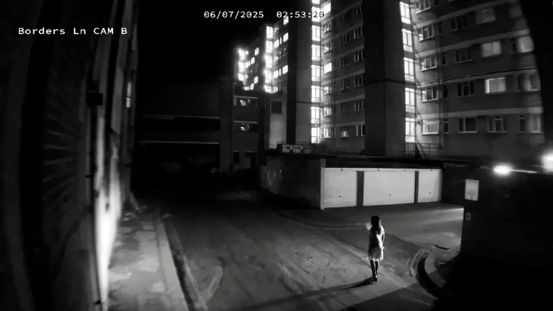 'Carolyn' alone on a deserted street at night