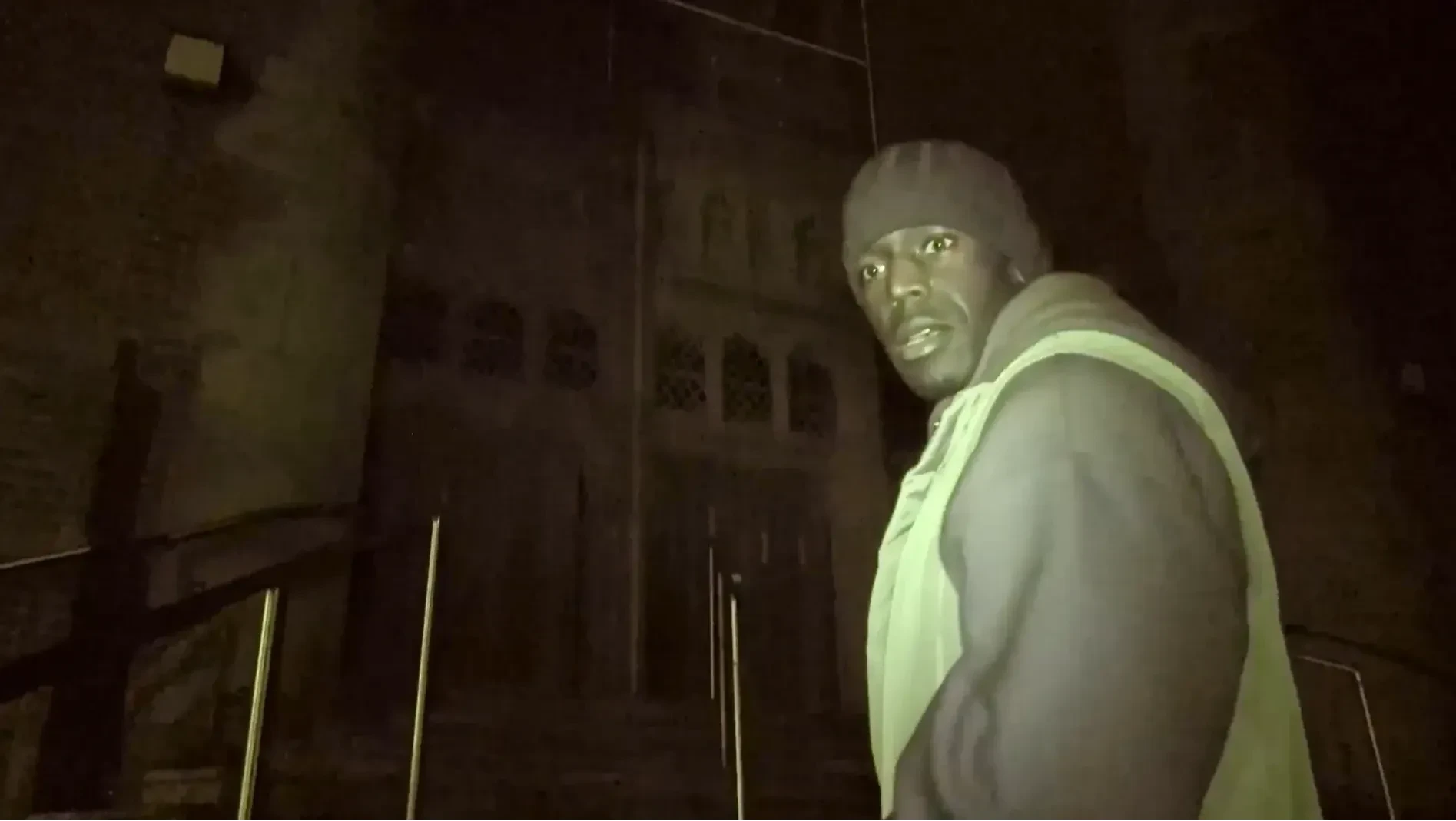 'Nate' outside a deserted church