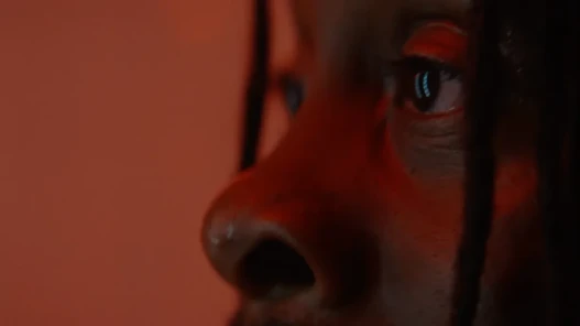 A man stares offscreen into a mirror