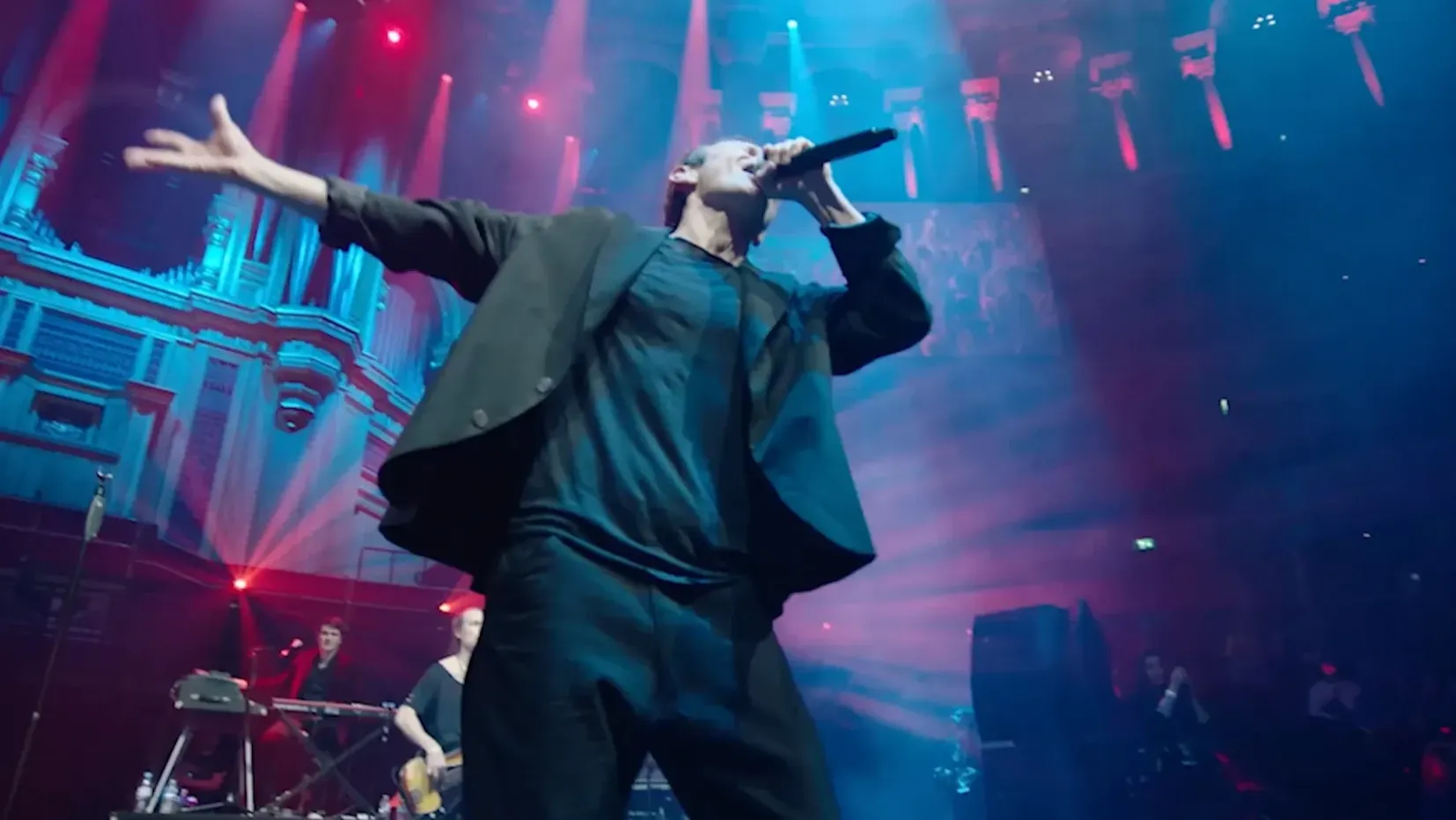 Slava Vakarchuck of the band Okean Elzy singing at their 'Help for Ukraine' tour concert at the Royal Albert Hall