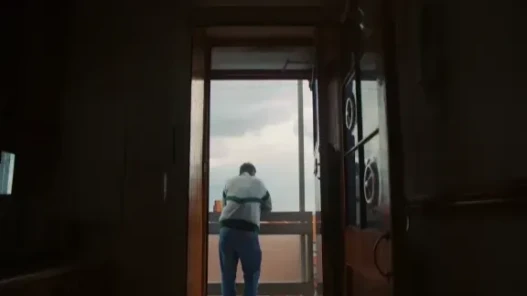 A man standing in the doorway looking out