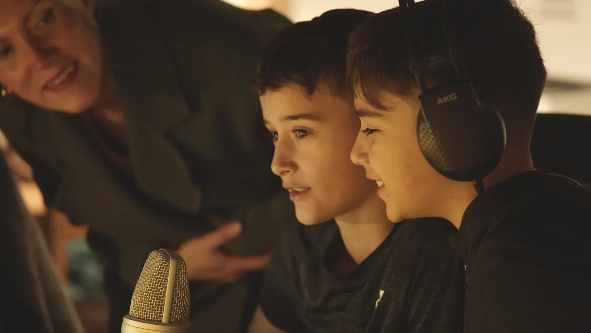 Children recording voice-over