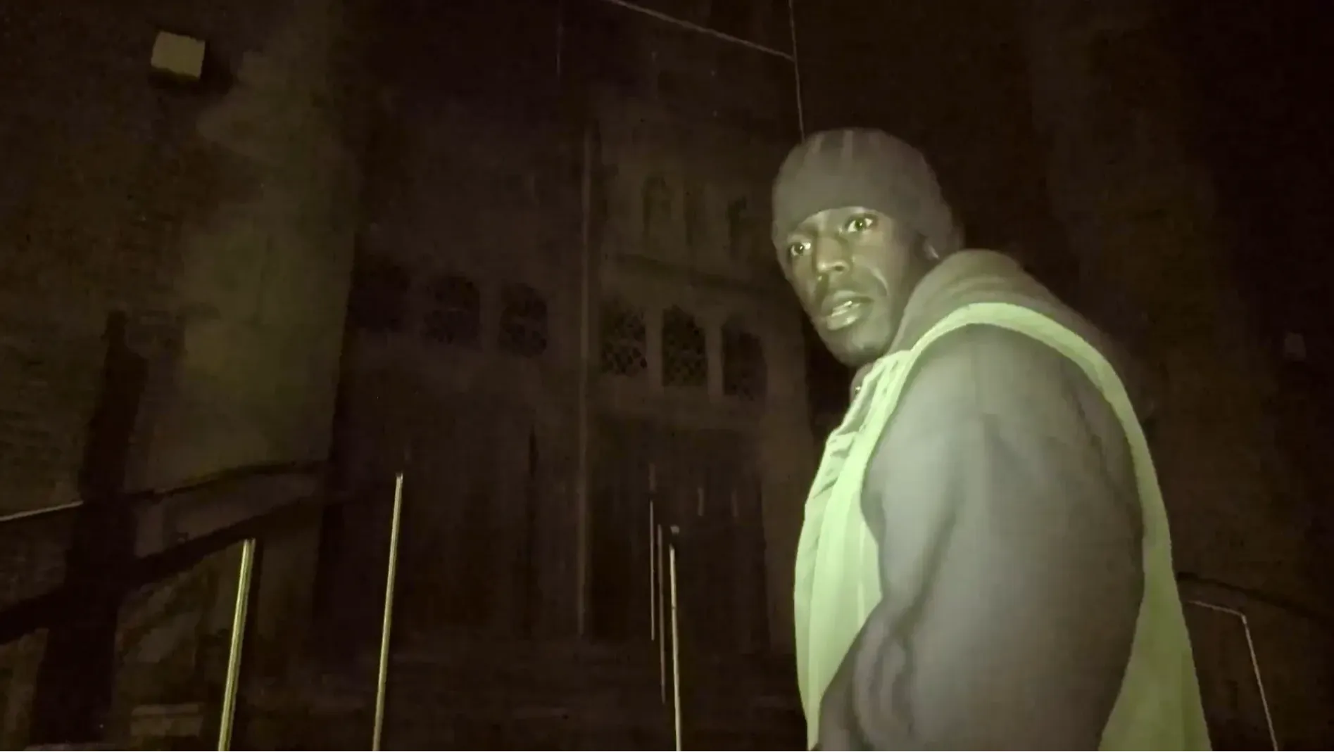'Nate' outside a deserted church