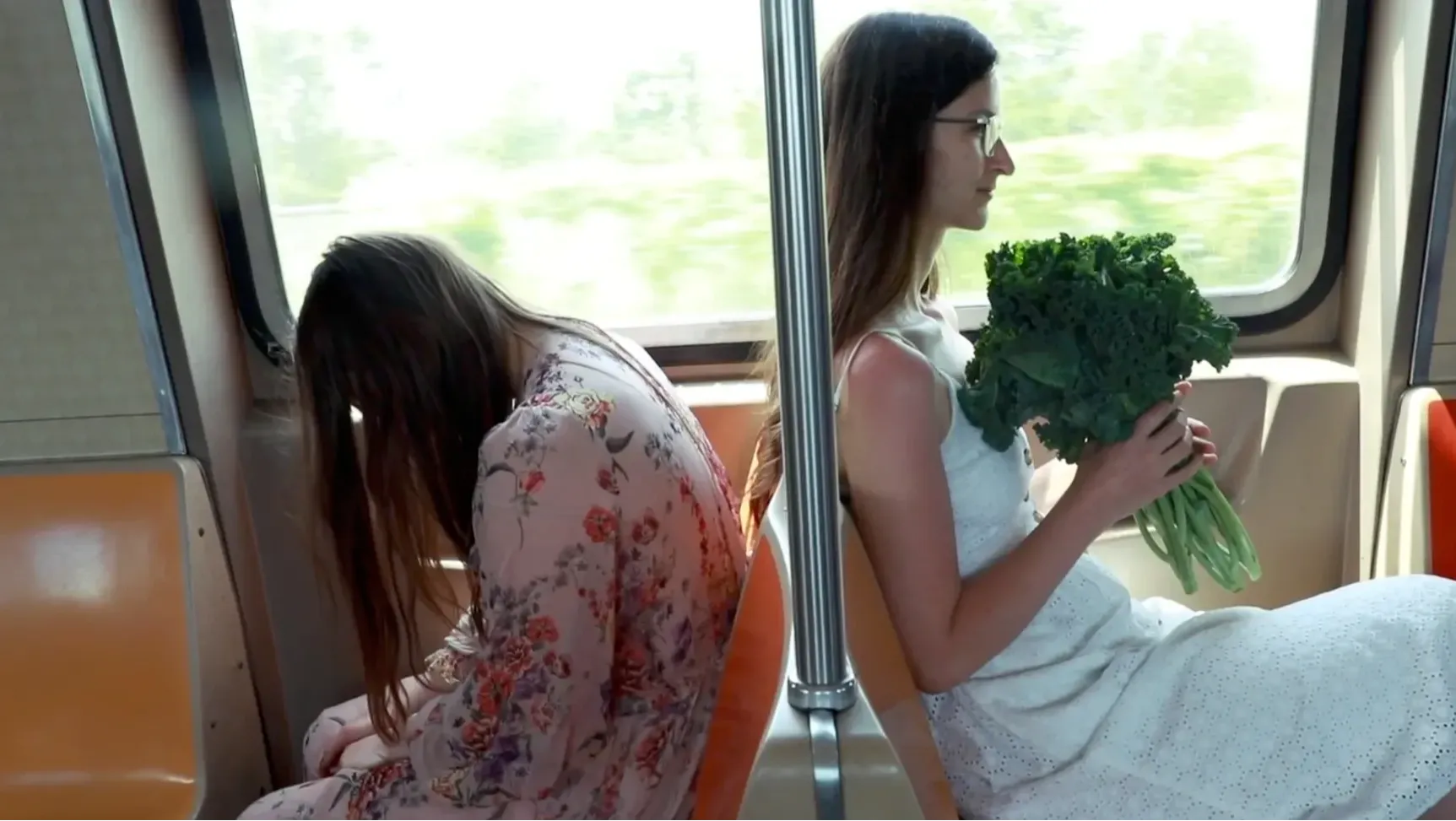 Two stranger represents water & air in a sense riding the same metro across the new york.