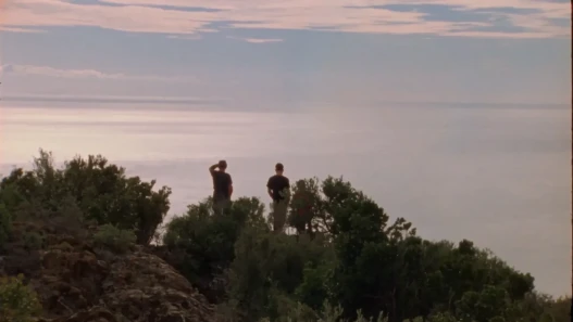An image of a men looking out over the sea