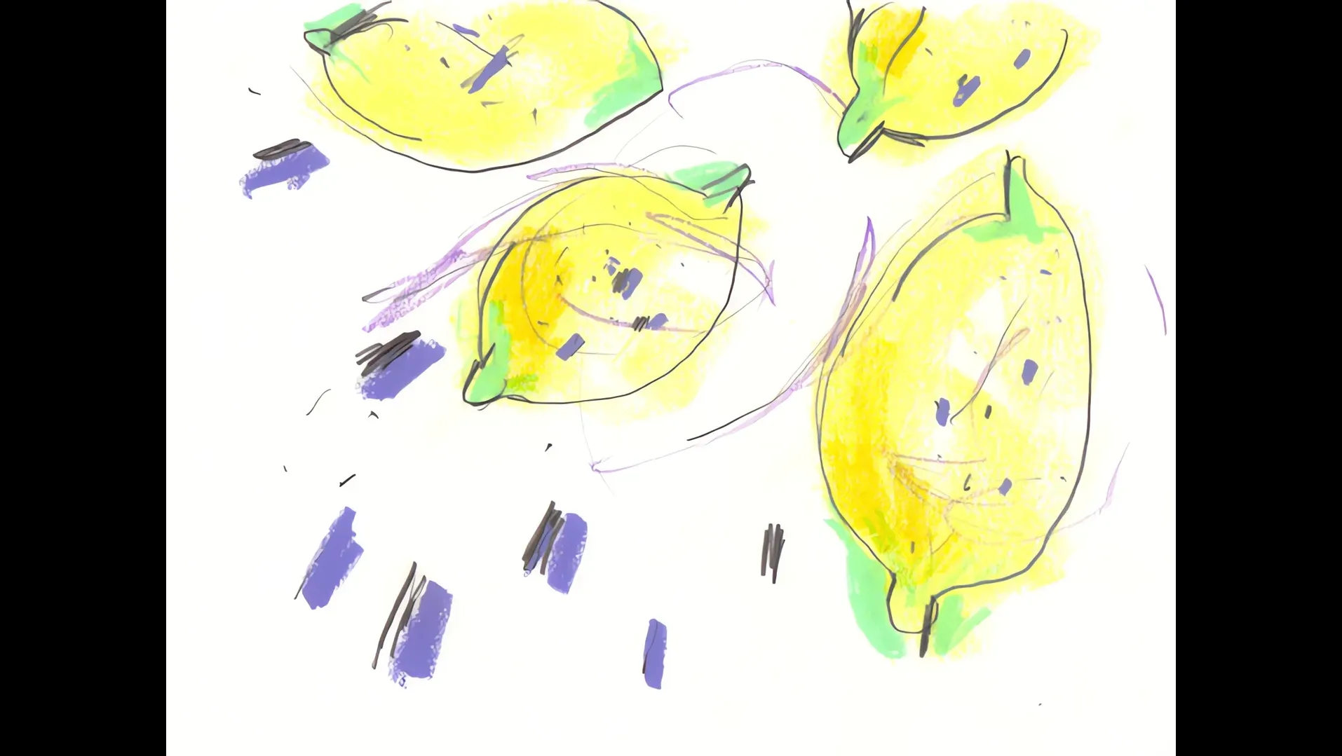 Loosely drawn yellow lemon faces on white