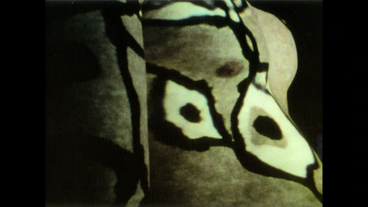 Abstract black shapes projected over a textured surface